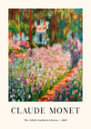 Een reproductie van het schilderij van Claude Monet getiteld "The Artist's Garden in Giverny" uit 1900. Het kunstwerk toont een weelderige, levendige tuin vol met verschillende kleurrijke bloemen, een pad en groen, met een gebouw gedeeltelijk zichtbaar op de achtergrond. Dit product heet ccc 060 - bekende schilders van CollageDepot.-