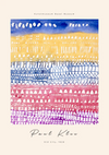 Een abstract kunstwerk met de titel "cdd 003 - klee" van CollageDepot. Het stuk heeft horizontale kleurenbanden met patronen die lijken op abstracte vormen. Bovenaan staat de tekst 'Kunstmuseum Basel Museum', en onderaan staat de naam van de kunstenaar.-
