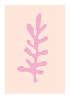 Artistieke poster van aa 078 - grafische-art, een roze bladachtige vorm die lijkt op een simplistisch koraal of zeewier, tegen een lichte perzikkleurige achtergrond door CollageDepot.-