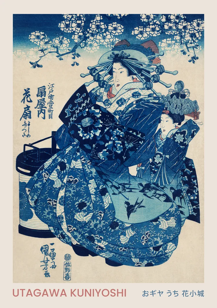 U. Kuniyoshi Frau und Fächergemälde
